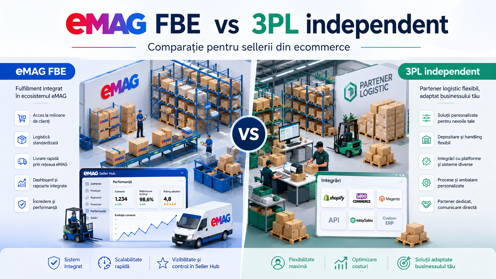 Comparison between Fulfillment by eMAG (FBE) and an independent 3PL fulfillment center for eMAG Marketplace sellers
